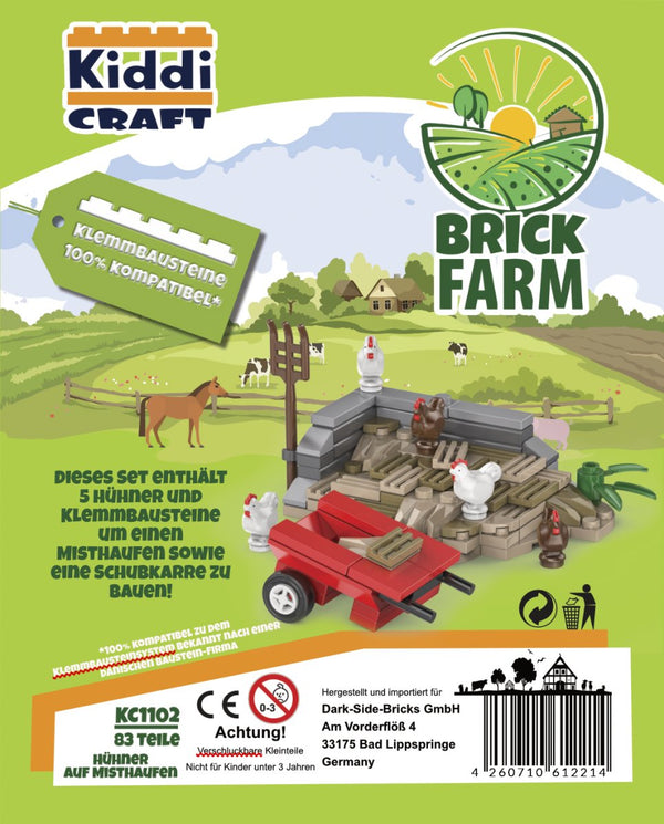 Kiddicraft Bricks-Kiddicraft KC1102 Misthaufen mit Hühnern - Baubär Boutique