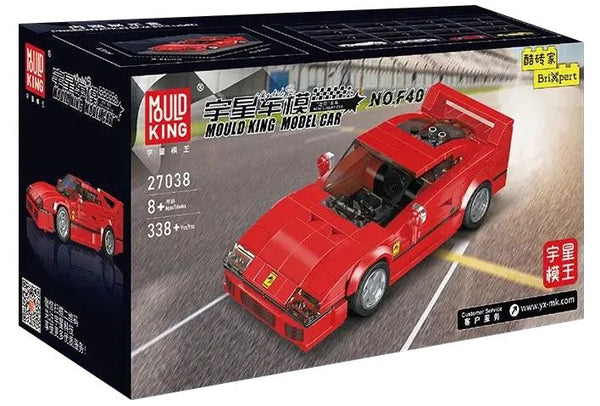 Mould King-Mould King 27038 Sportwagen wie Ferrari F40 inkl. Vitrine, Maßstab 1:24 - Baubär Boutique