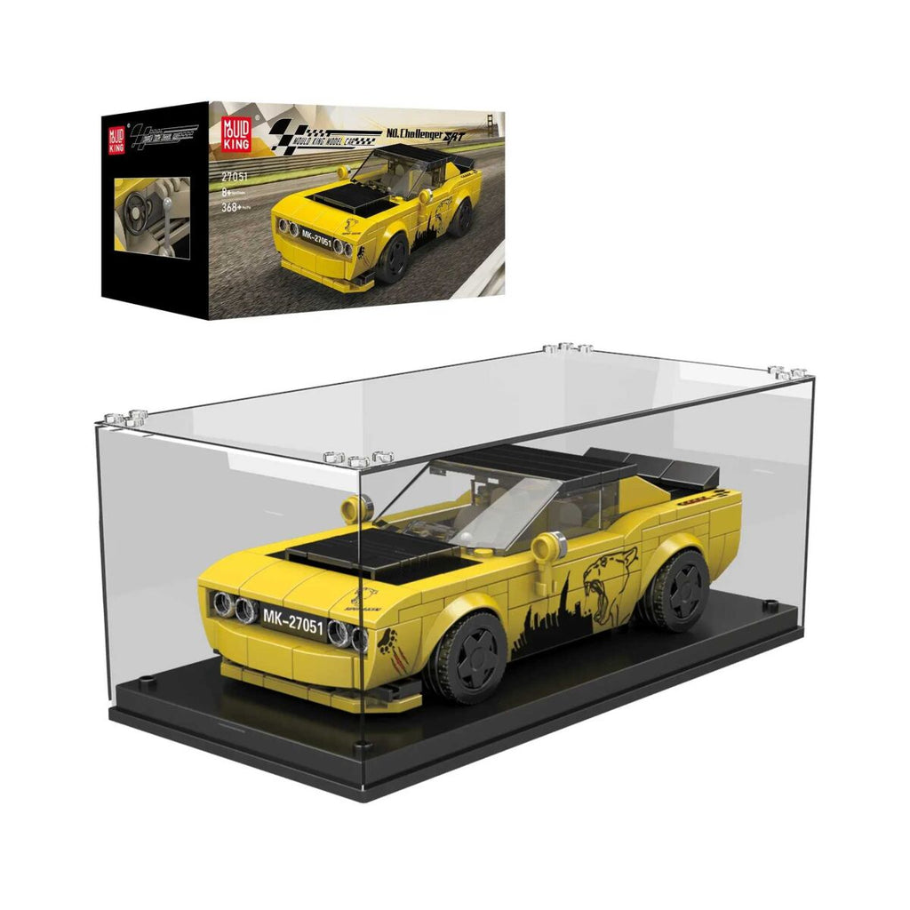 Mould King-Mould King 27051 amerikanisches Muscle-Car wie Dodge Challenger inkl. Vitrine in 1:24 - Baubär Boutique