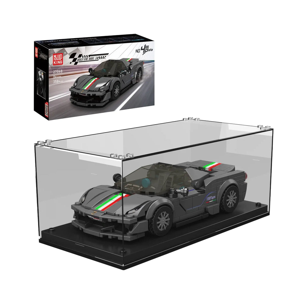 Mould King - Mould King 27068 italienischer Sportwagen wie Ferrari 488 Pista inkl. Vitrine in 1:24 - Baubär Boutique
