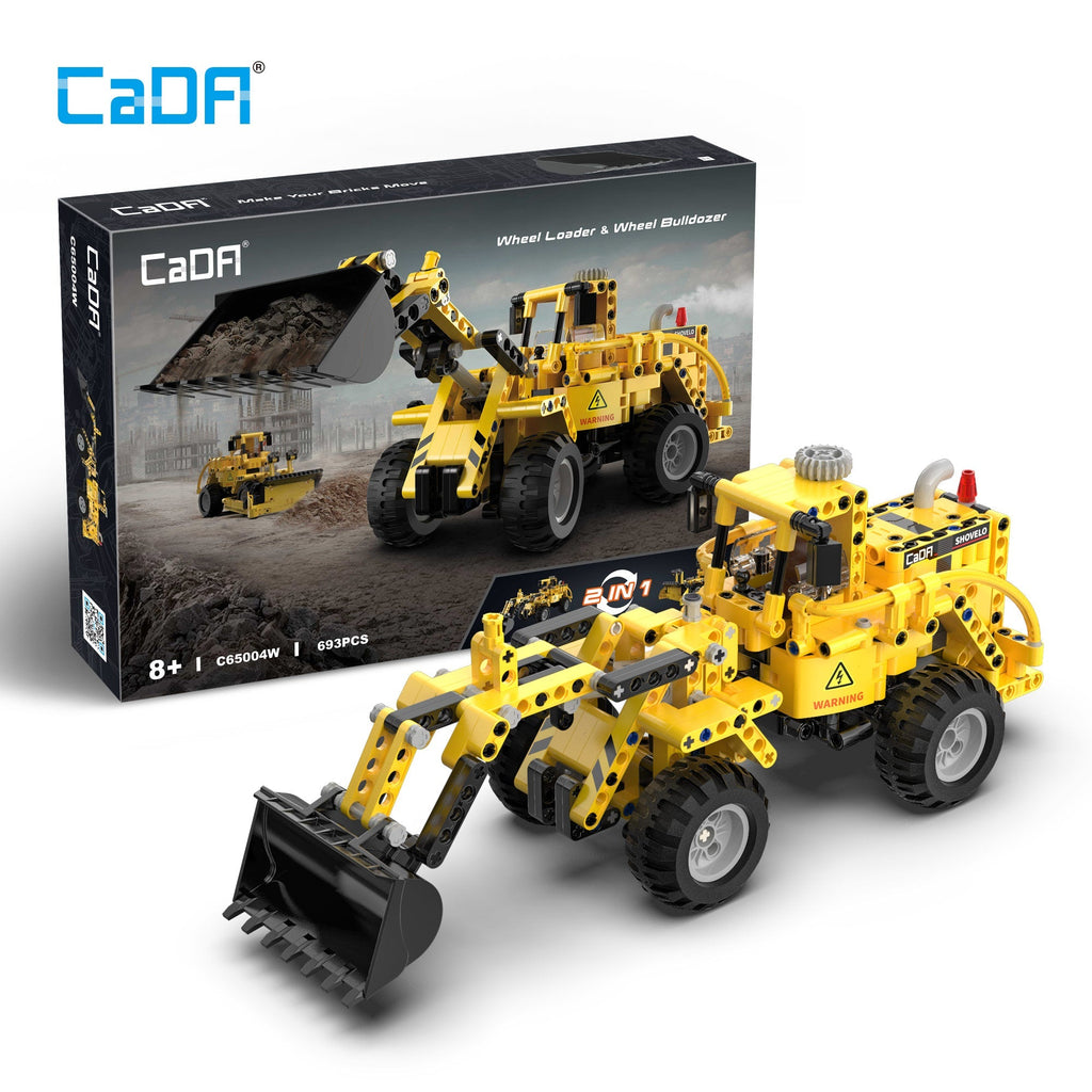 CaDA-CaDA C65004W Wheel Loader & Wheel Bulldozer - 2 in 1 Set aus Radlader und Bulldozer - Baubär Boutique