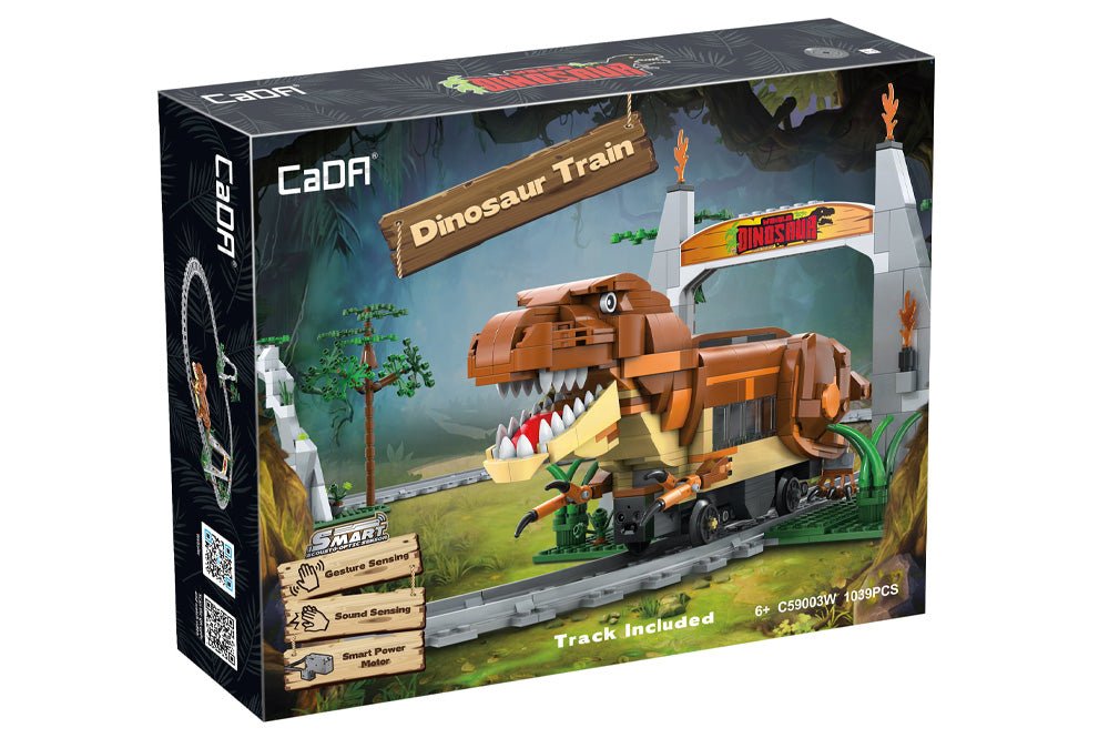 CaDA-CaDA C59003W Dinosaur Train / T-Rex Eisenbahn (motorisiert, mit Sound & Akku) - Baubär Boutique