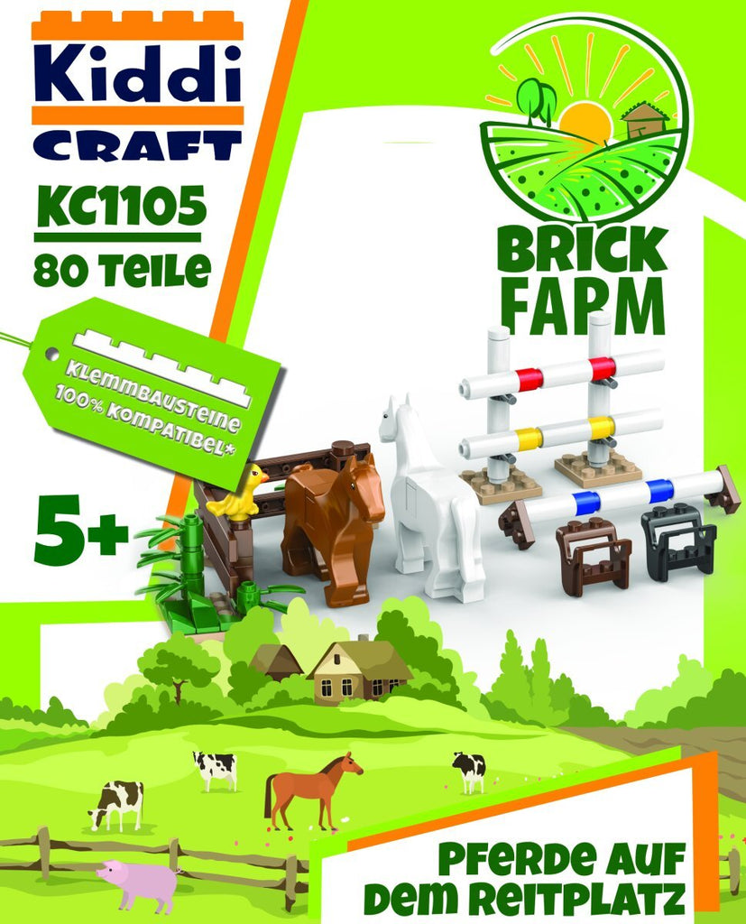 Kiddicraft Bricks-Kiddicraft KC1105 Pferde auf dem Reitplatz - Baubär Boutique