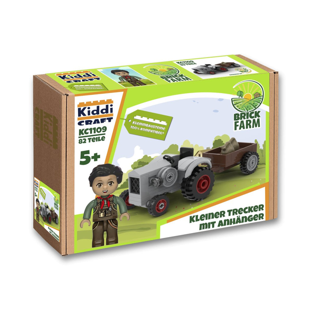 Kiddicraft Bricks-Kiddicraft KC1109 Kleiner Trecker mit Anhänger - Baubär Boutique