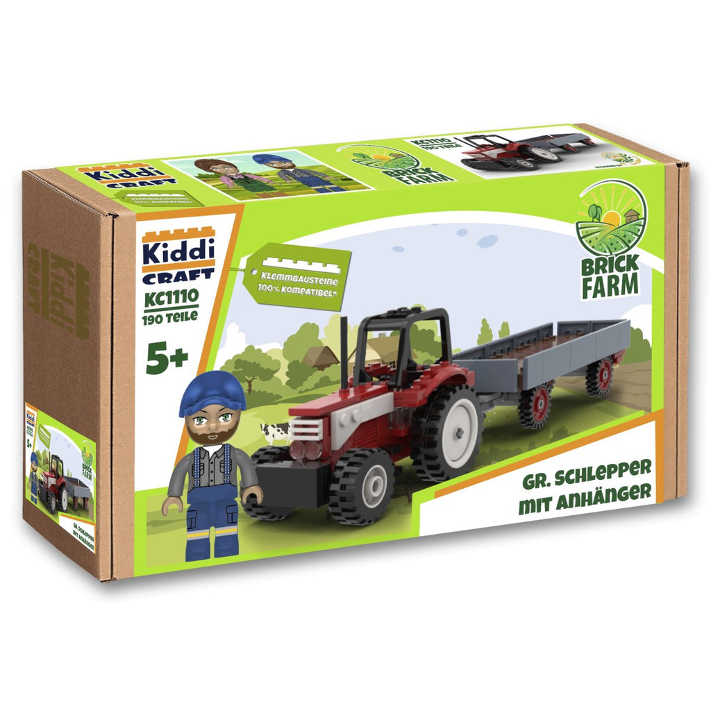 Kiddicraft Bricks-Kiddicraft KC1110 Großer Schlepper mit Anhänger - Baubär Boutique