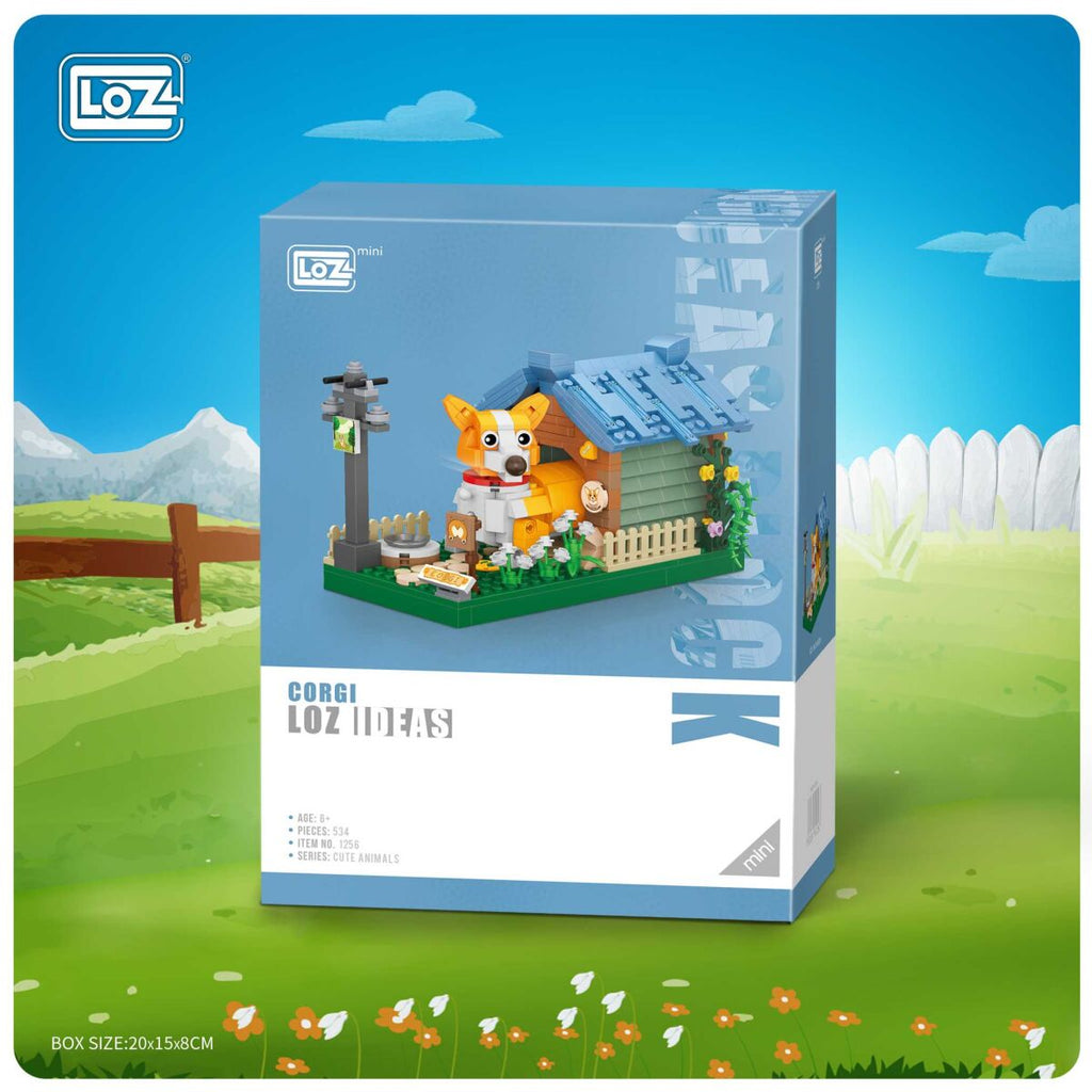 LOZ-LOZ Mini Block 1256 Corgi mit Hundehütte - Baubär Boutique