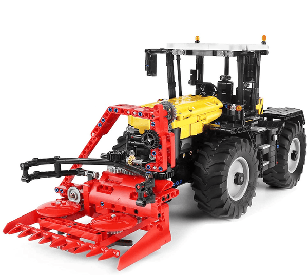 Mould King-Mould King 17019 Traktor (gelb) mit 4 Anbaugeräten Design von RB instructions - Baubär Boutique