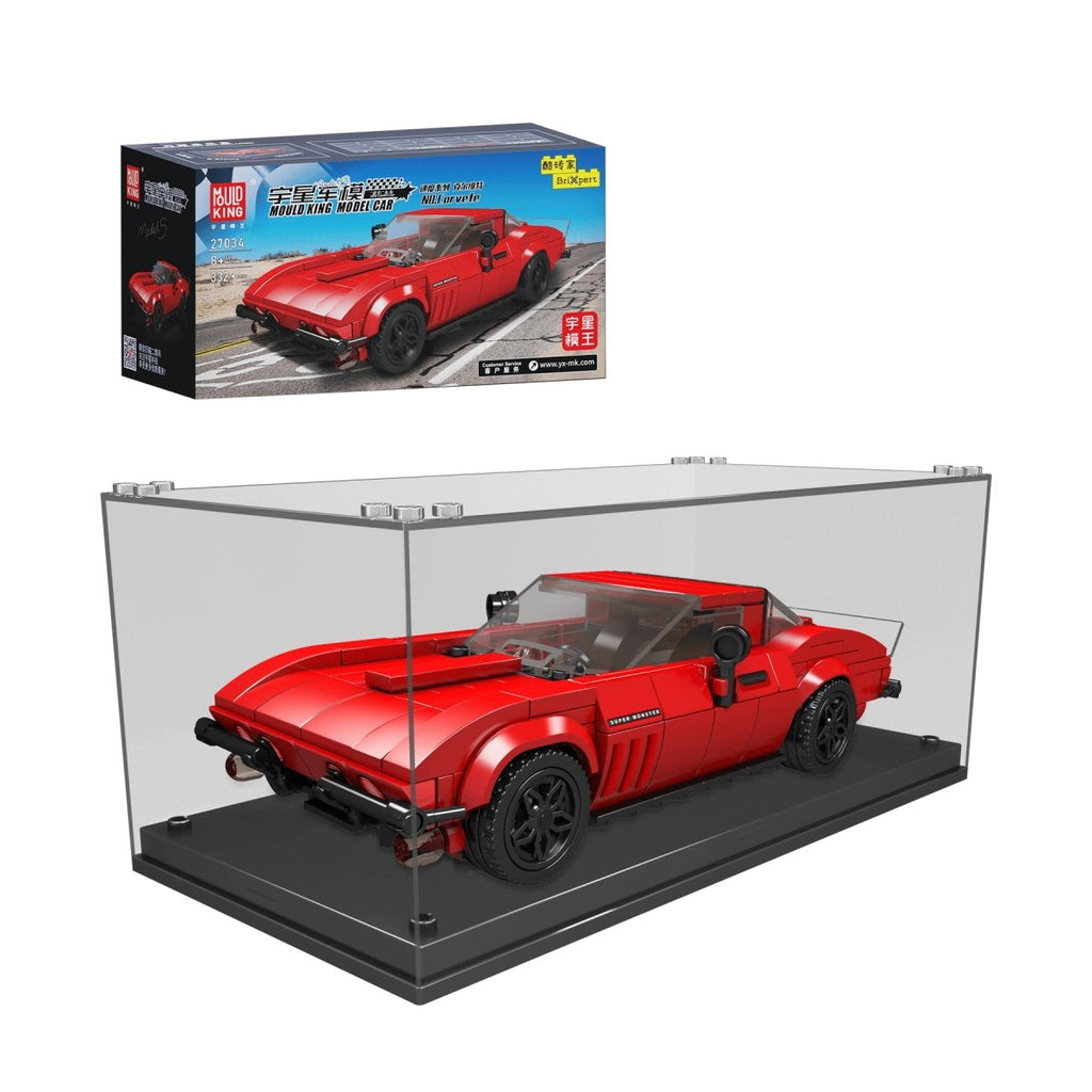 Mould King-Mould King 27034 US-Muscle Car wie Corvette C3 Stingray inkl. Vitrine, Maßstab 1:24 - Baubär Boutique