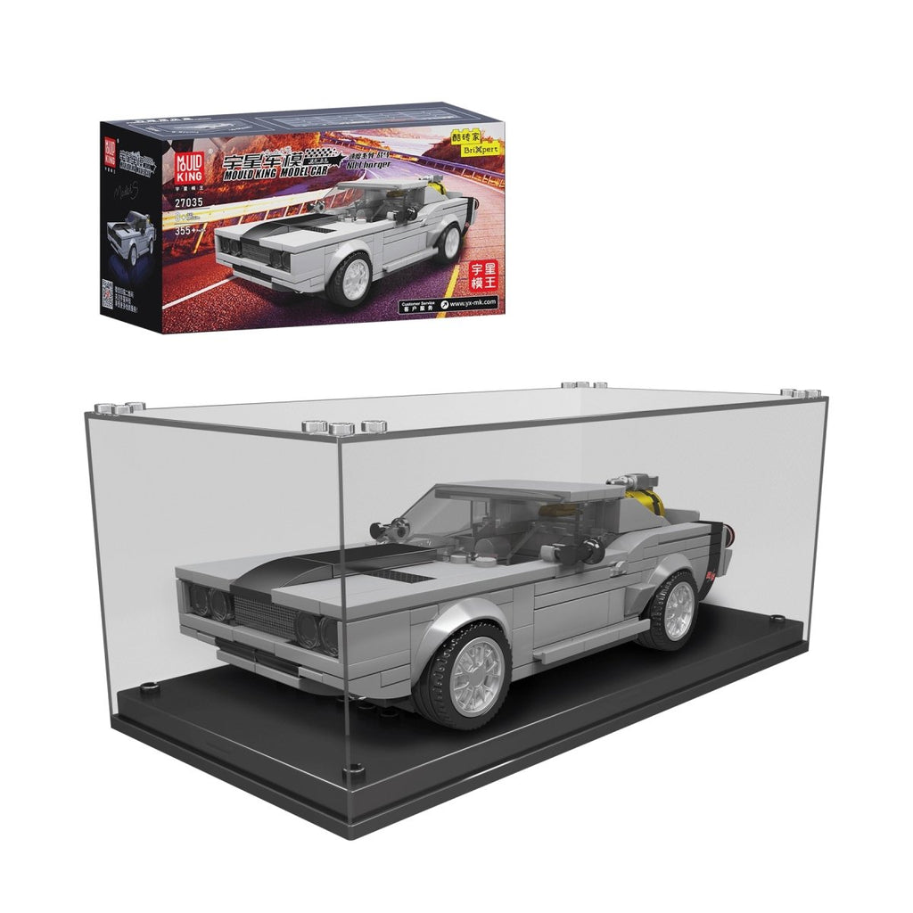 Mould King-Mould King 27035 US-Muscle Car wie Dodge Charger inkl. Vitrine, Maßstab 1:24 - Baubär Boutique