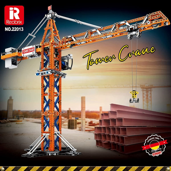 Reobrix-Reobrix 22013 Turmkran / Tower Crane (motorisiert & ferngesteuert) - Baubär Boutique