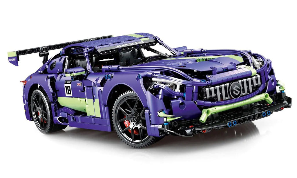 Sembo-SEMBO 701028 - Lila Supersportwagen ähnlich Mercedes Benz AMG GTR 1:10 - Baubär Boutique