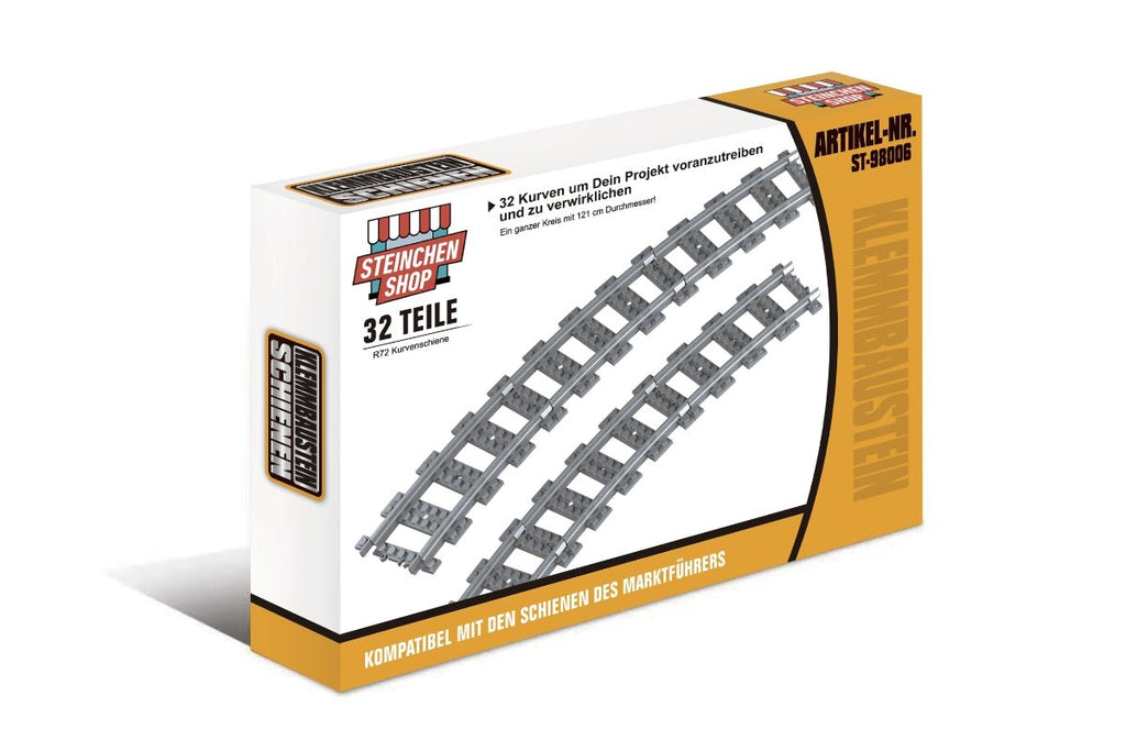 Steinchen Shop-Eisenbahn Schienen - 32 Kurven (R72) im Karton (ST-98006) - Baubär Boutique